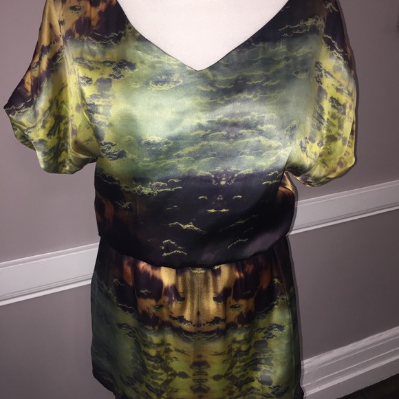 Raw silk sunset printed dress - Picture 3 of 8